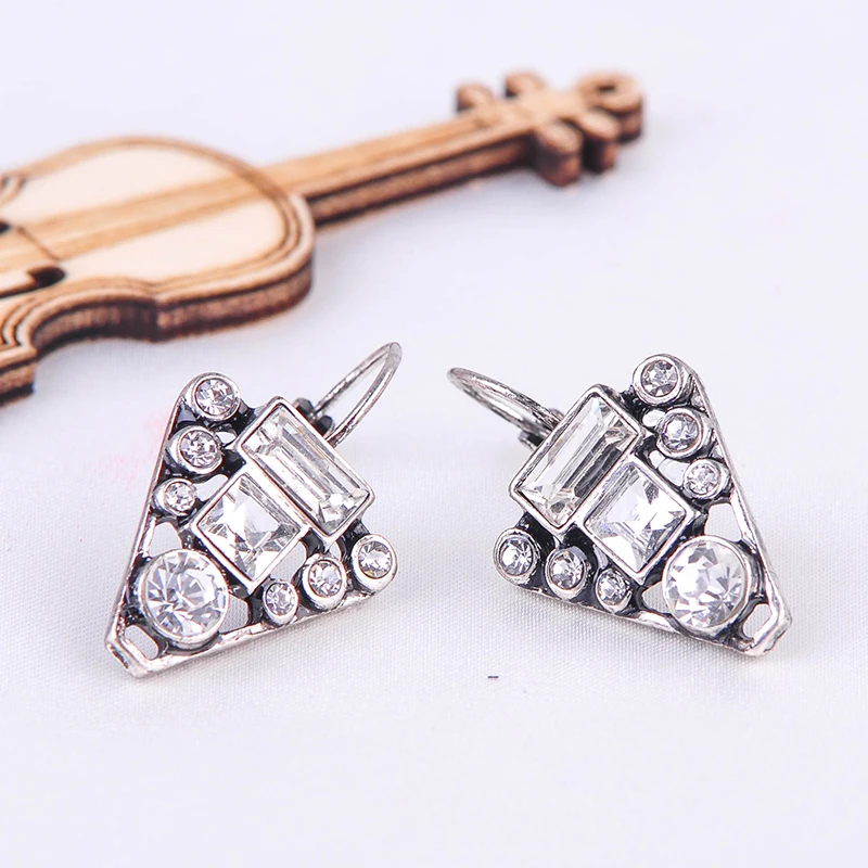 Изысканные кристальные геометрические стеклянные треугольные серьги гвоздики