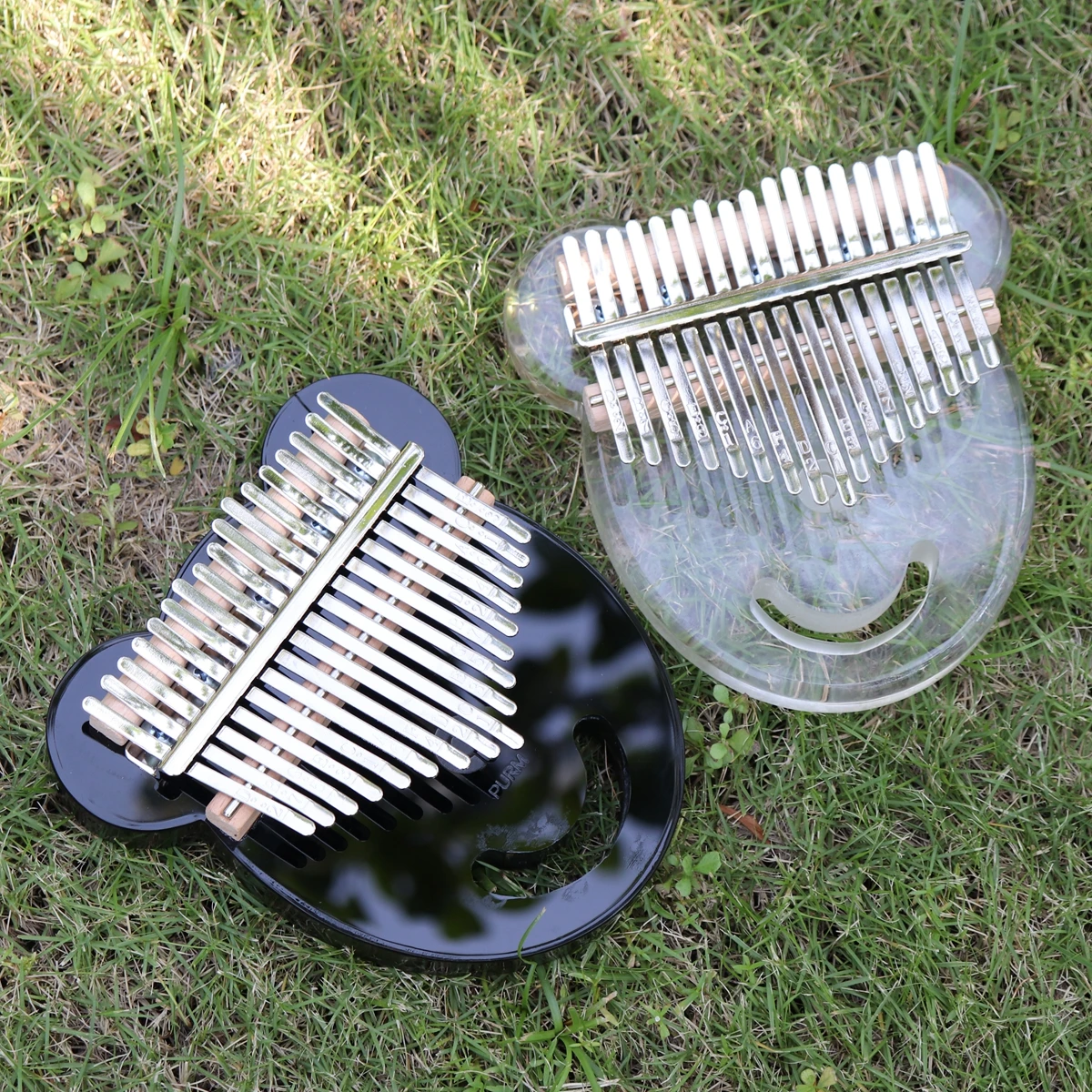 17 Key Simulation Crystal Transparent Bear Face Shape Thumb Piano Kalimba Mbira with Tuning Hammer |