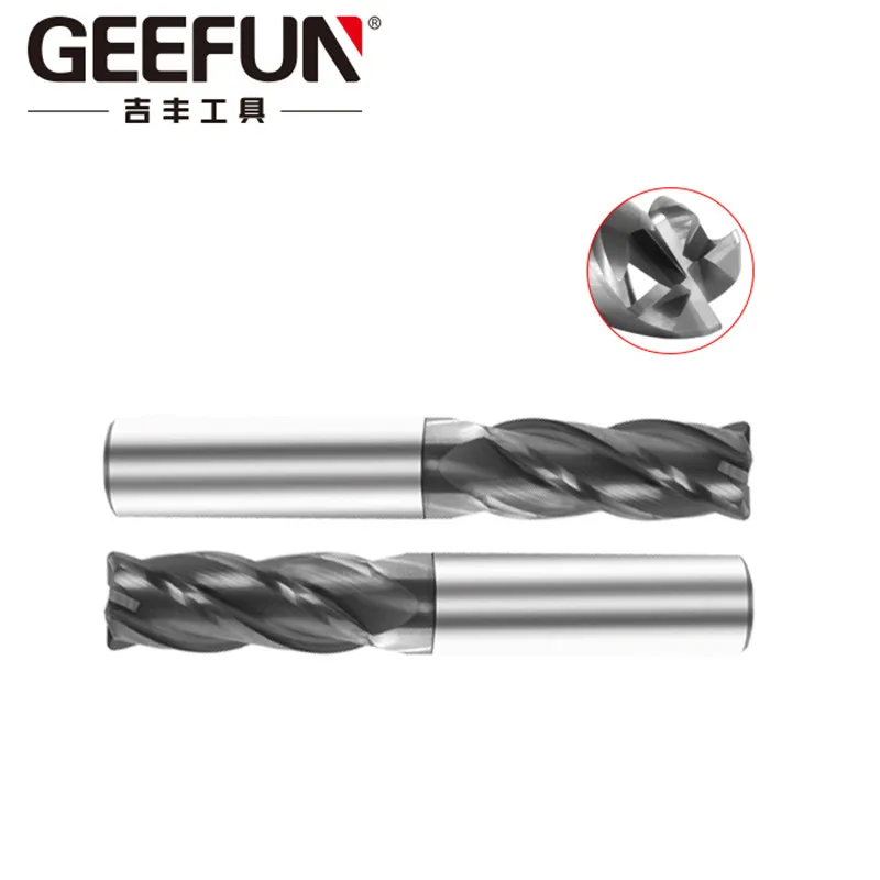 

R0.5 R1 HRC50 End Mills 4 Flute Tungsten Carbide CNC Milling Cutter Nose Corner Radius Cutters Milling Tools Carbide End mill