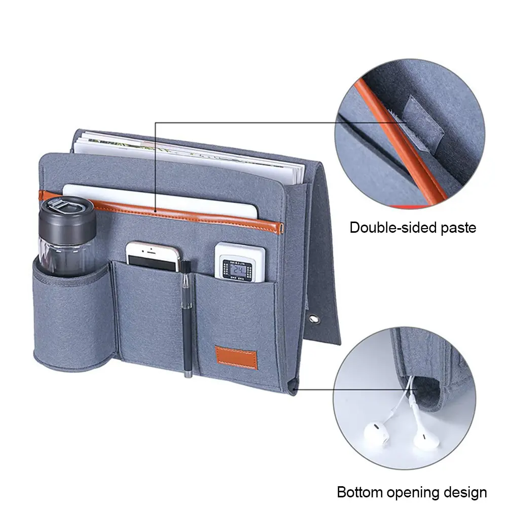 

Bedside Storage Organizer Hanging Caddy Bed Holder Pockets Bed Pocket Sofa Organizer Pockets Book Felt Bed Holder Pockets