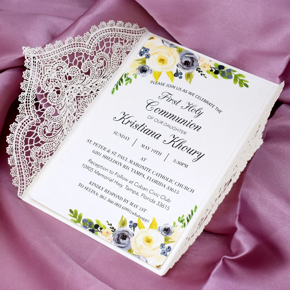 Кружевная Свадебная пригласительная открытка 50 шт. пригласительные открытки