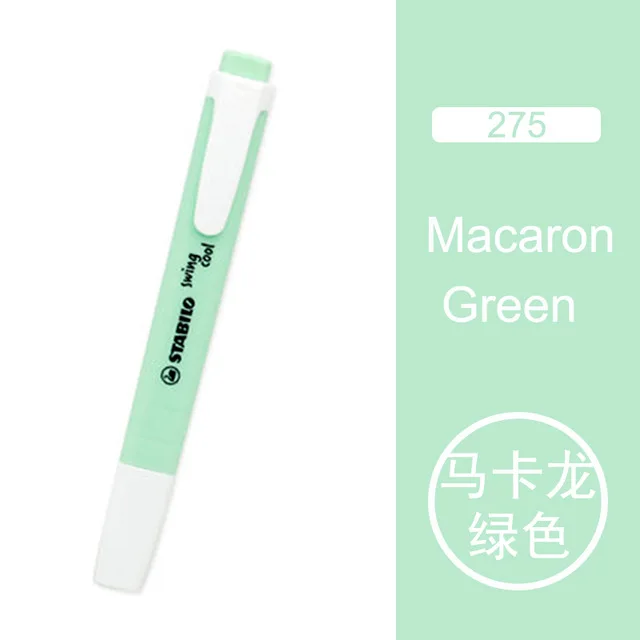green 1pcs STABILO Новинка 275 маркеры пастельные маркеры Лебедь качели 6 цветов один текст фокус маркеры ручки для школы офиса 1 шт - Цвет: green 1pcs