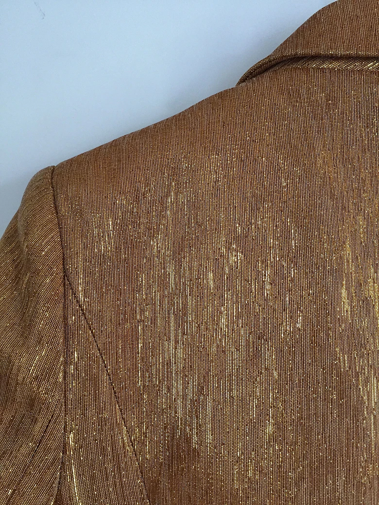 Женский блейзер с металлическими пуговицами двубортный Блейзер золотистого