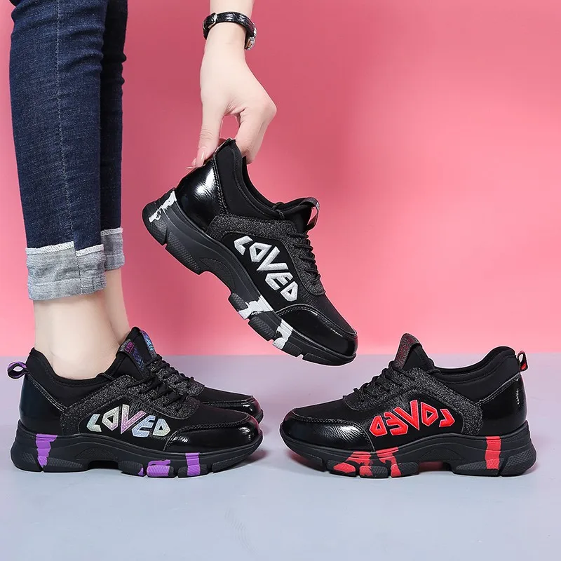 

Women Sneakers Leather Shoes Spring Casual Flats Sneakers Female New Fashion Comfortable 2020 Vulcanized Platform Shoes