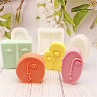 nordic art abstract face candle silicone mold handmade desktop gypsum epoxy resin aromatherapy soy wax mould moule bougie glacon
