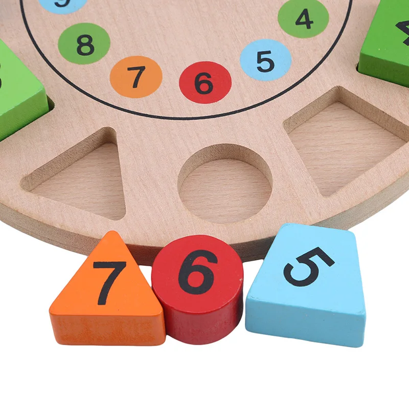 

Children Beads Lacing Montessori Jigsaw Toy Animal Rabbit Wood Educational Clock Toys Digital Geometry Clock