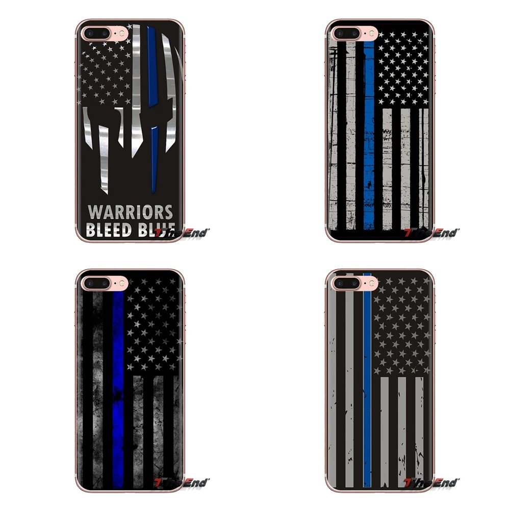 Прозрачный чехол из ТПУ с тонким голубым флагом США полицейским черепом для Huawei