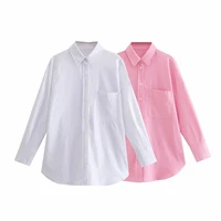 davedi autumn england style simple linen loose pocket casual blusas mujer de moda 2022 shirt women blouse and top