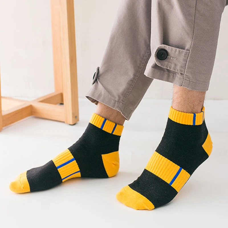 5 pairs/lot New style Quality Spring summer sports socks men junior middle school students four seasons sweat absorption socks