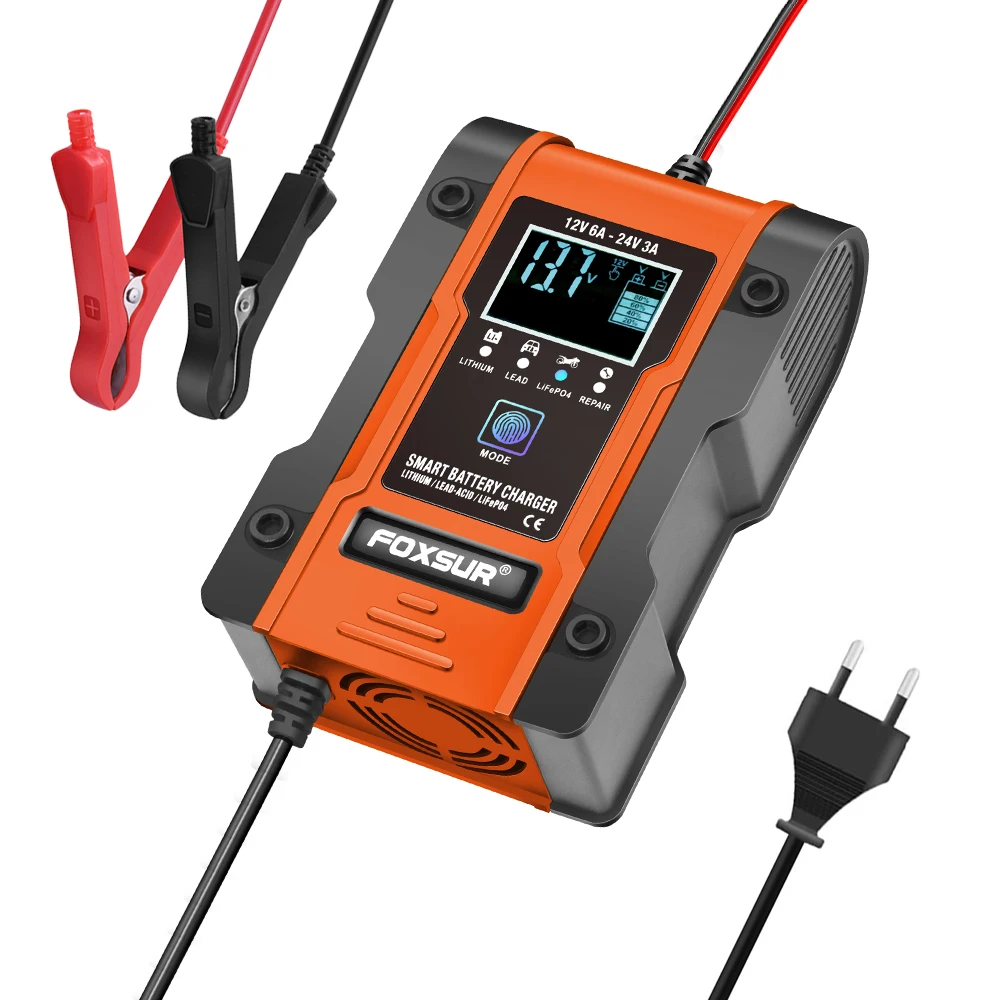 Автомобильное зарядное устройство для аккумуляторов FOXSUR свинцово-кислотная