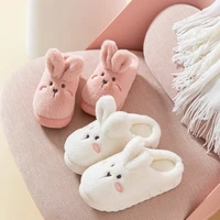 2021 winter women home cotton slippers indoor cozy soft slides cute rabbit ear platform shoes cartoon bunny non slip slippers
