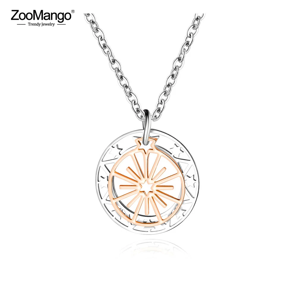 ZooMango модные компас Монета Звезда колесо обозрения нержавеющая сталь кулон