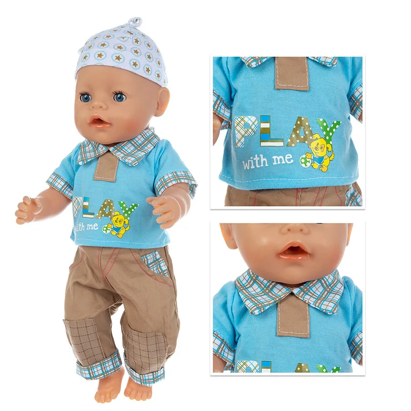 Подходит для новорожденных 17 дюймов 43 см аксессуары кукол шляпа зеленая рубашка