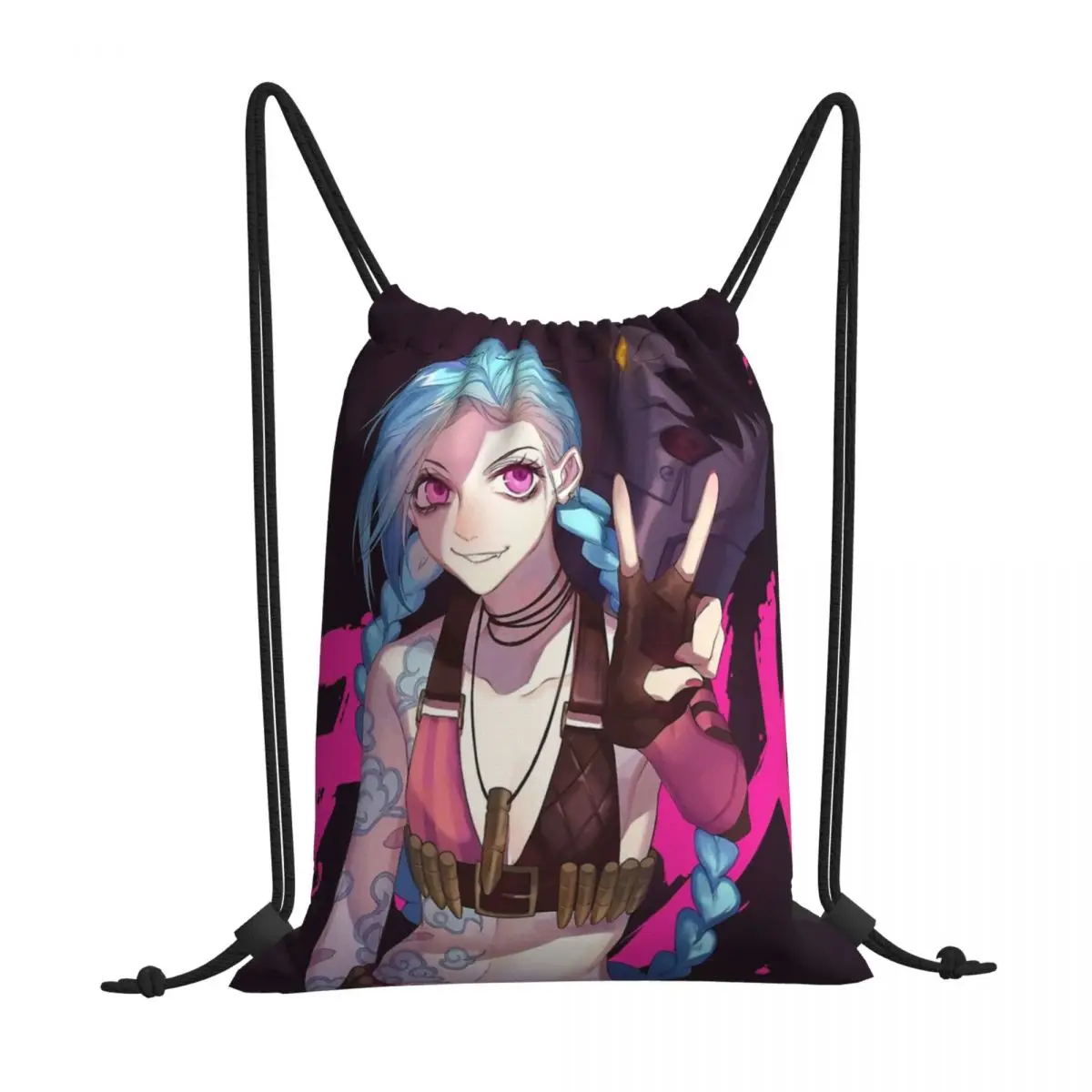 

Jinx Arcane League of Legends Kawaii шнурок сумки школьная обувь хранение одежды Многофункциональный подростковый портативный рюкзак сумка