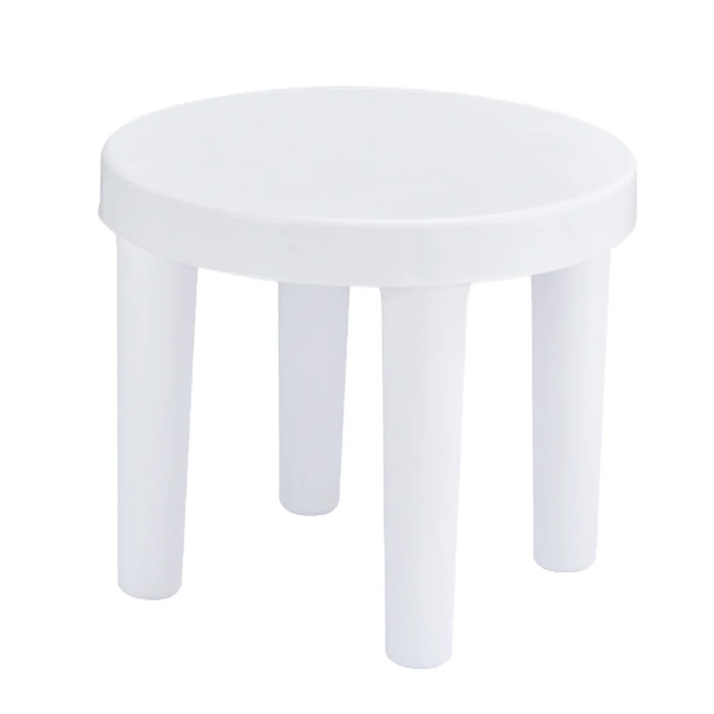 

1PC Creative Plastic Small Low Stool Bathroom Anti-slip Round Stool (White)