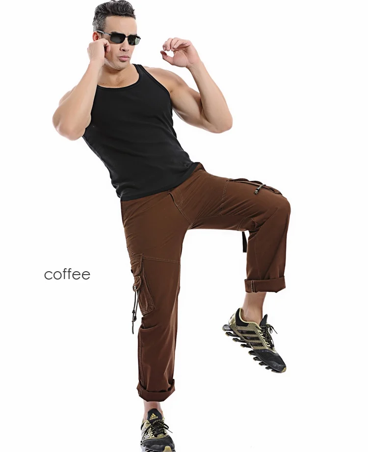 coffee MIXCUBIC новые тактические брюки с несколькими карманами, мужские свободные вымытые армейские Комбинезоны из хлопка, мужские кофейные брюки-карго, Мужские размеры 28-38 - Цвет: coffee