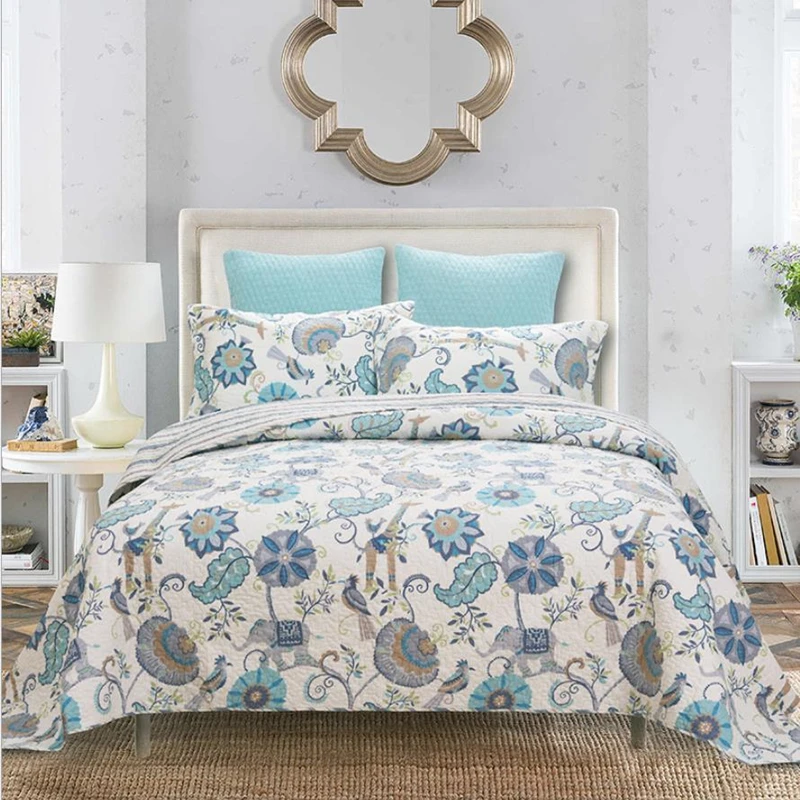 1 шт. постельное белье + 2 наволочки с изображением растений битва покрывало