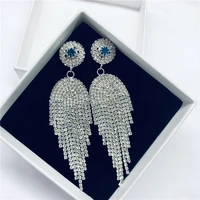ladies luxury rhinestone tassel earrings fashion elegant pendant earrings wedding gift earrings accessories