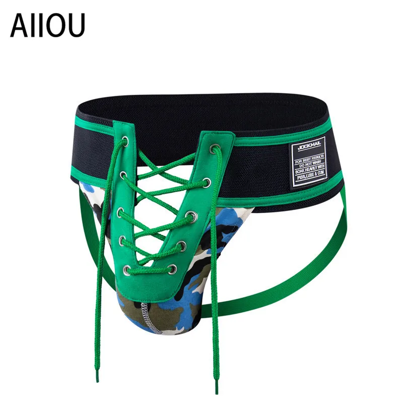 

AIIOU New Arrival Funny Gay Underwear Male G-Strings & Thongs Jockstrap Bandage Sexy Hollow Sissy Panties Pouch Mens Underwear