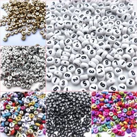 6 styles mixed numbers letter acrylic beads 200pcs 7mm round spacer beads for diy charms bracelet necklace jewelry findings