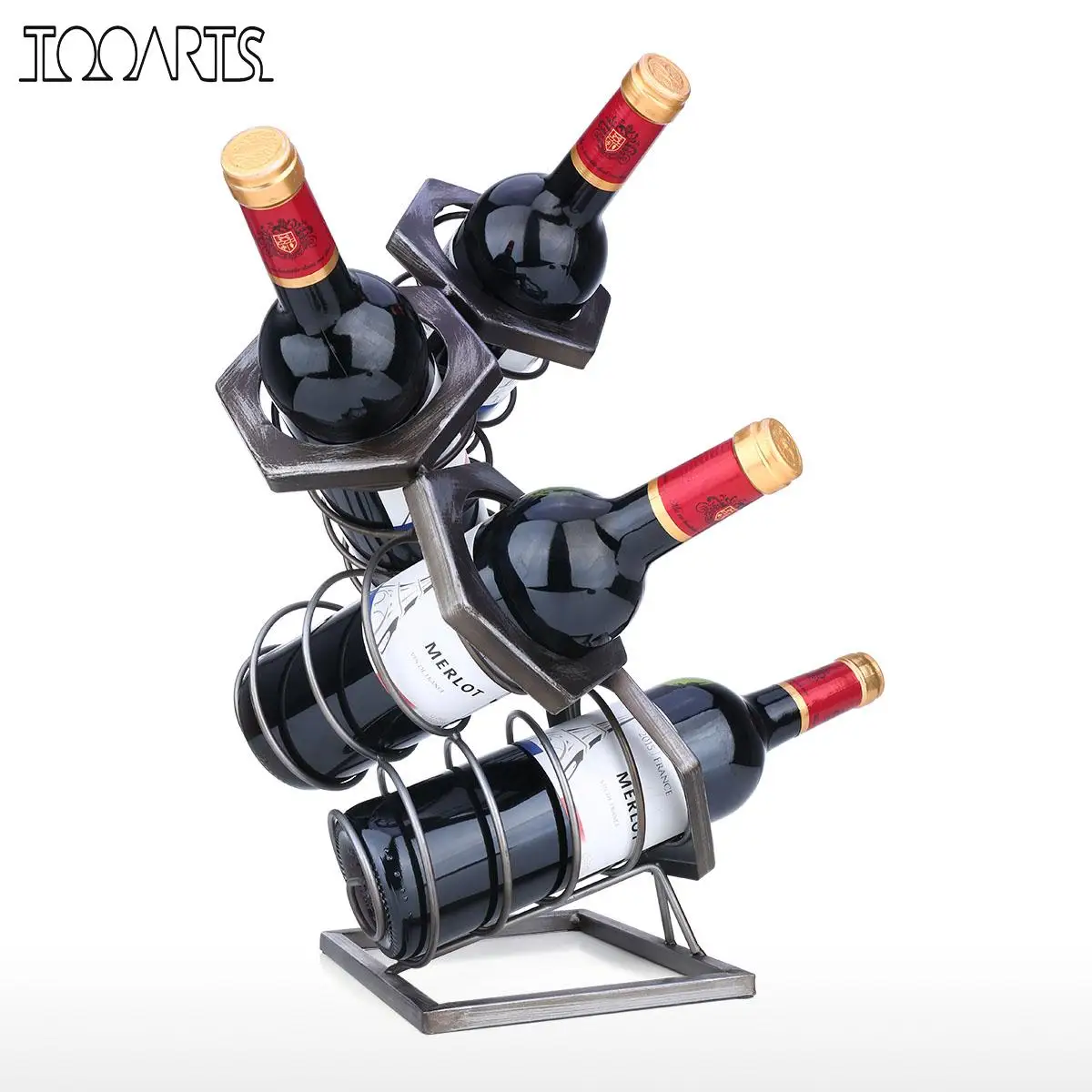 Tooarts 4 бутылки геометрической винной стойки современное художественное