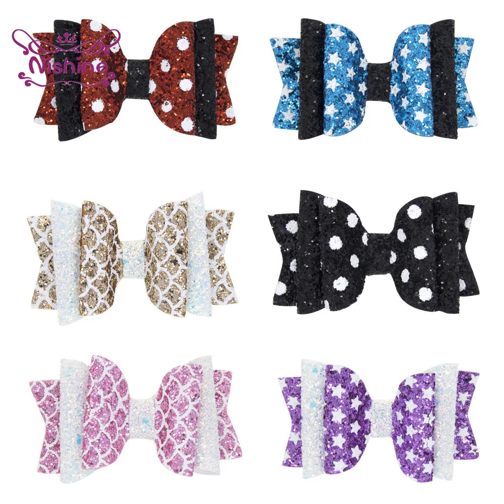 

Baby Girls Colorful Sequins Bowknot Hairpins Fashion Handmade Bows Duckbill Clip Sweet Kids Hair Accessories Clothing Decoration