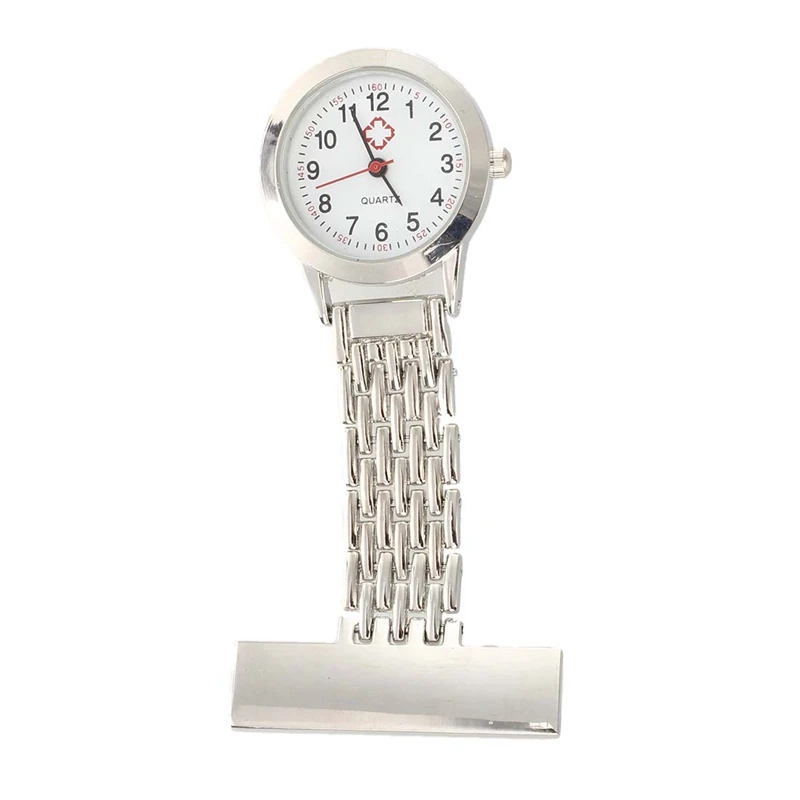 

Silver Nurse Brooch Pocket Pendant Quartz Watch & Black Quartz Movement Nurse Brooch Fob Tunic Pocket Metal Watch