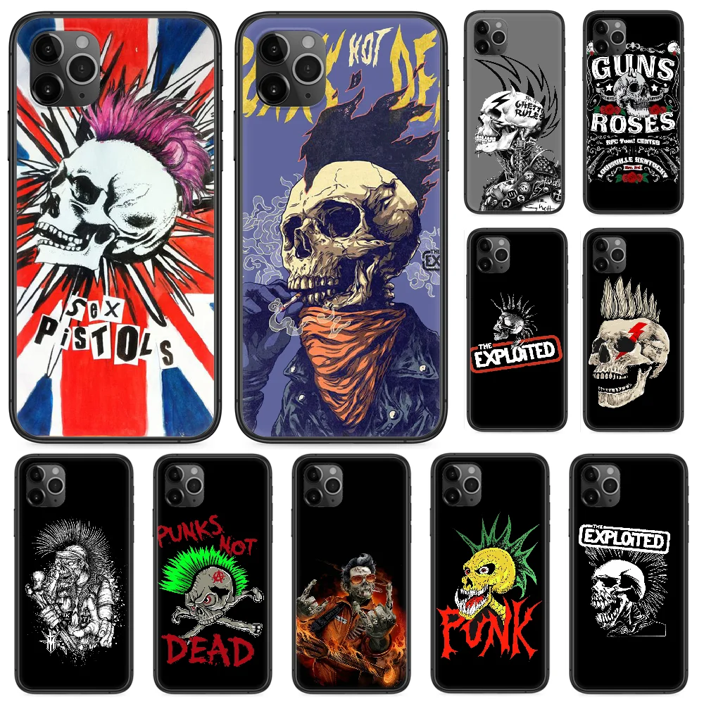 Жесткий чехол для телефона в стиле панк-рок iphone 4 4s 5 5S SE 5C 6 6S 7 8 plus X XS XR 11 PRO MAX 2020 black