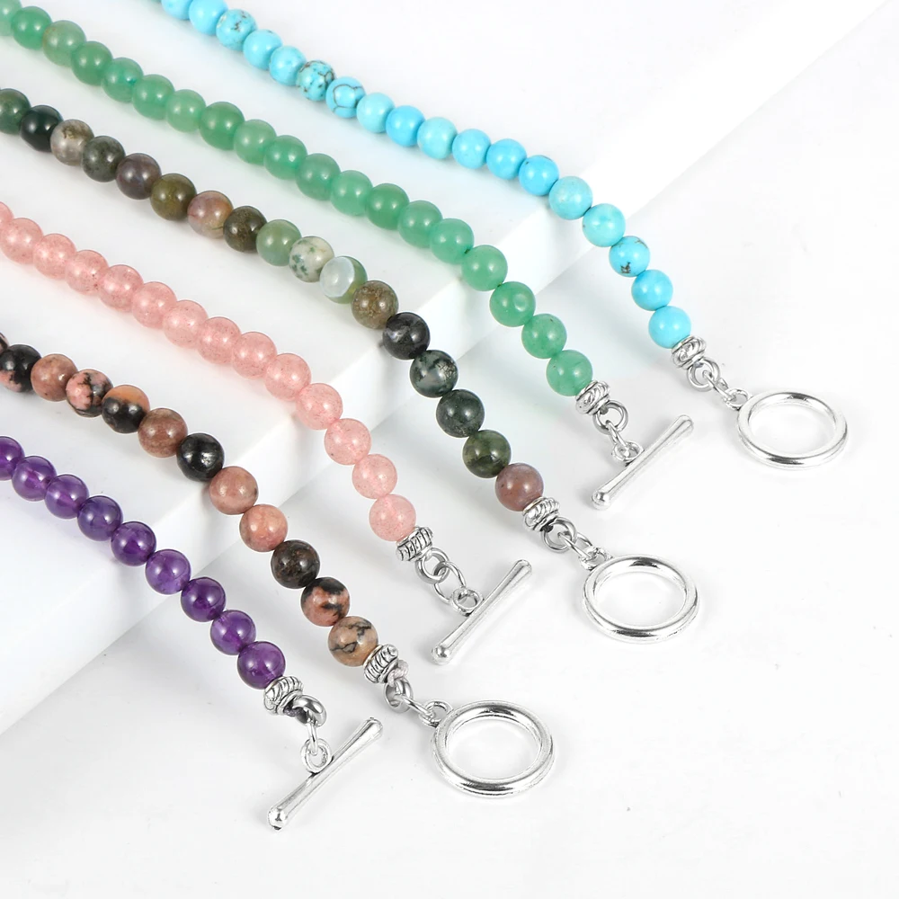 Женское Ожерелье из натурального камня флюорита аметистов бусин опал Агаты