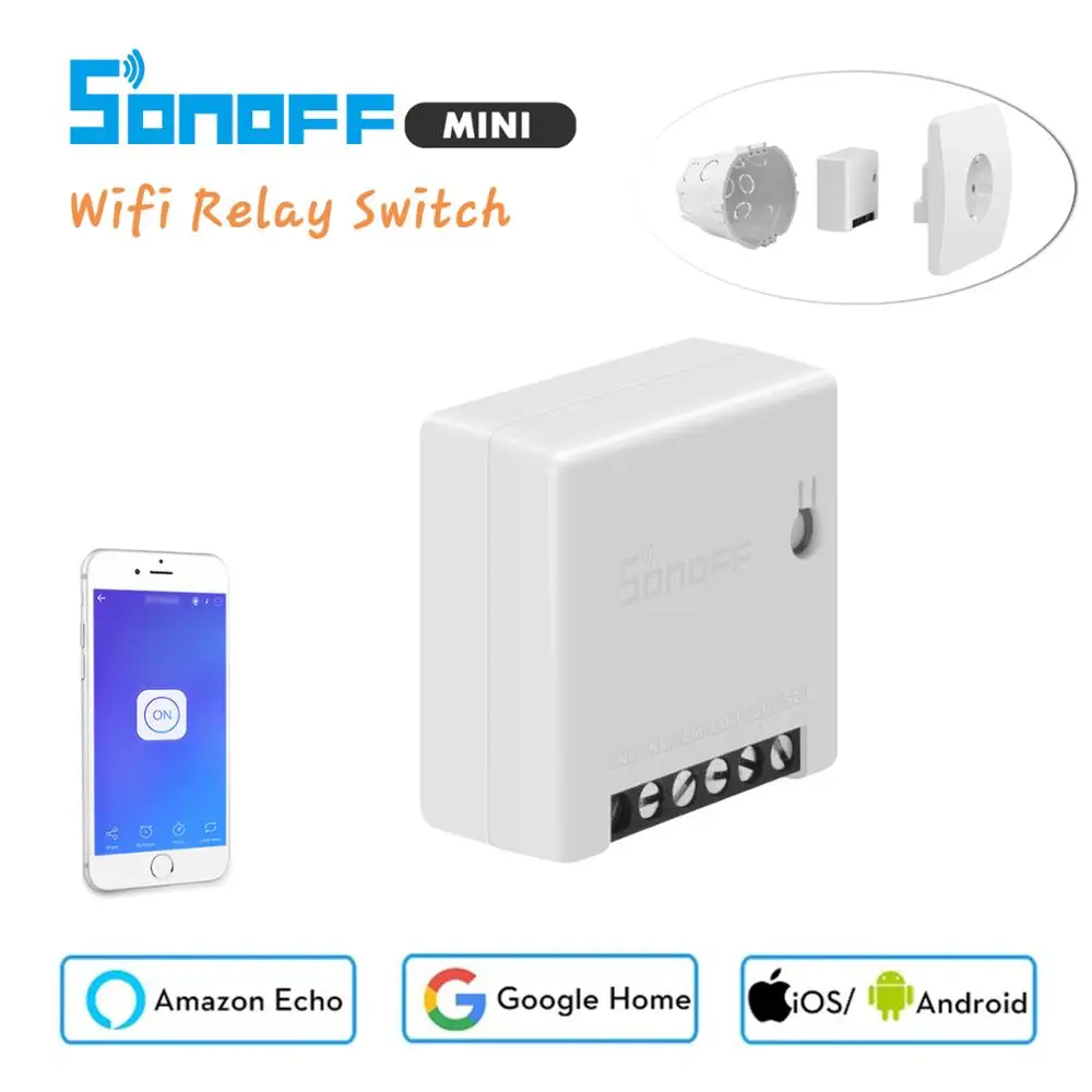 Умный мини переключатель Sonoff Wi Fi 10А дистанционное управление через приложение