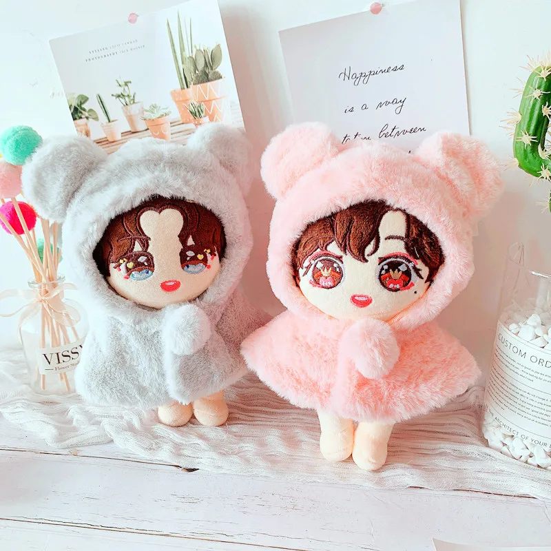 

2 types Bear 20cm Plush Doll's Clothes Outfit Accessories for Korea Kpop EXO Idol Dolls cloak cape Clothing Fans Gift