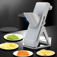 home stainless steel vegetable cutter multifunctional manual slicer for potato onion tomato cucumber with provided brush