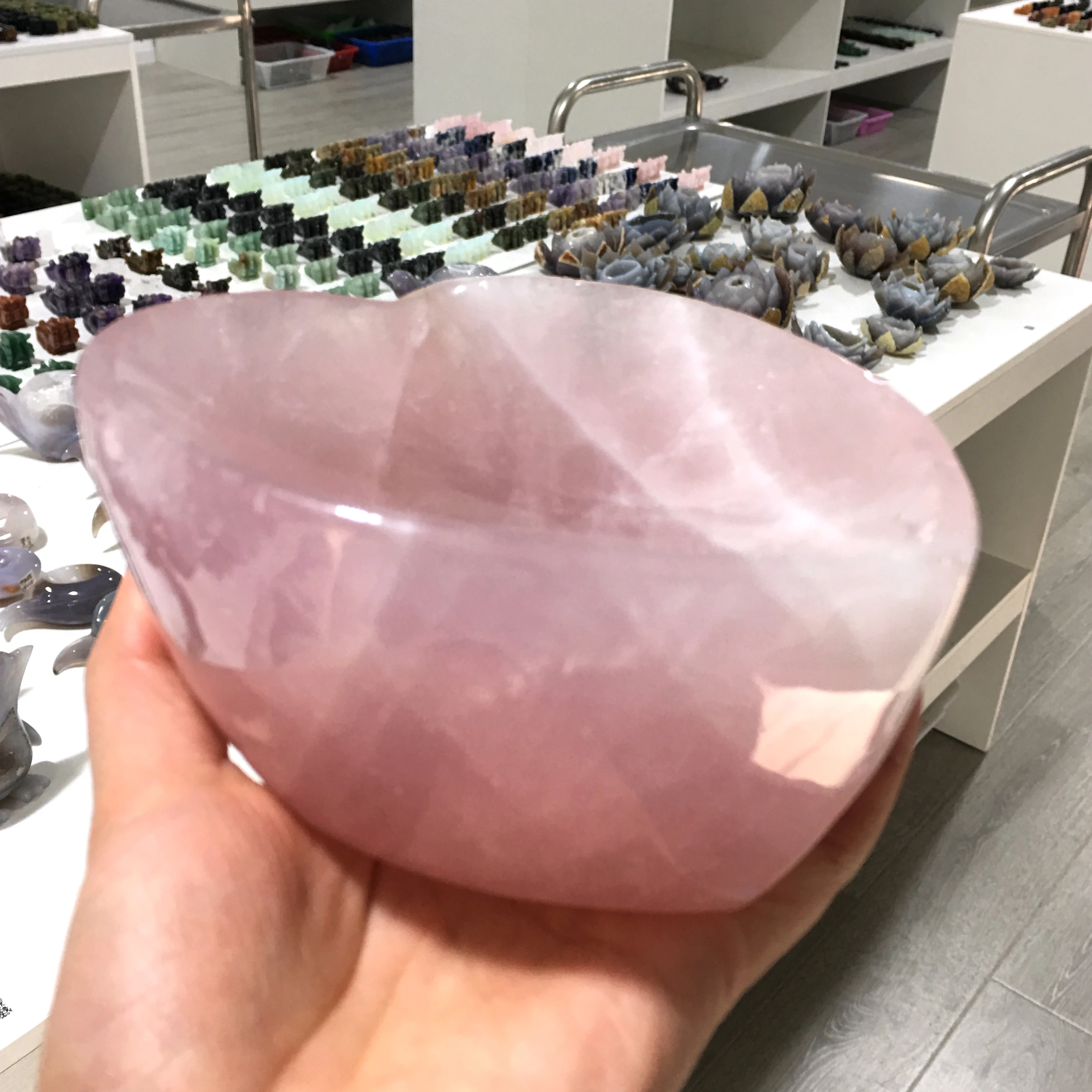 Бесплатная доставка натуральный кристалл Роза кварц Чаша Форма Кристалл ручной