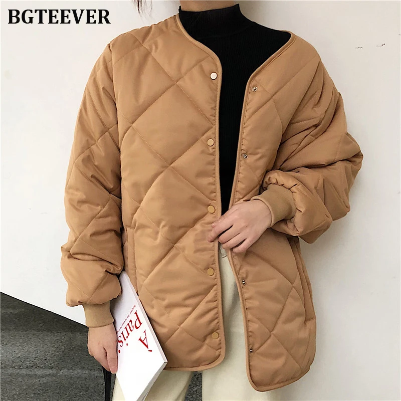BGTEEVER утепленные женские парки 2019 Повседневная клетчатая свободная пуховая