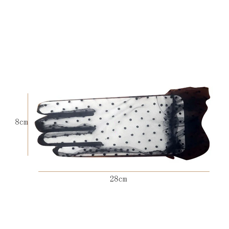

Women's Sexy Gloves Transparentes Dot Print Black White Mesh Tulle Gloves Female Club Prom Party Dancing Dress Glove