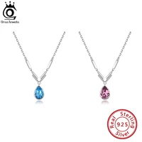 orsa jewels 925 sterling silver 5aaustria crystal pendants necklace fashion women pendant engagement fine jewelry gift swn09