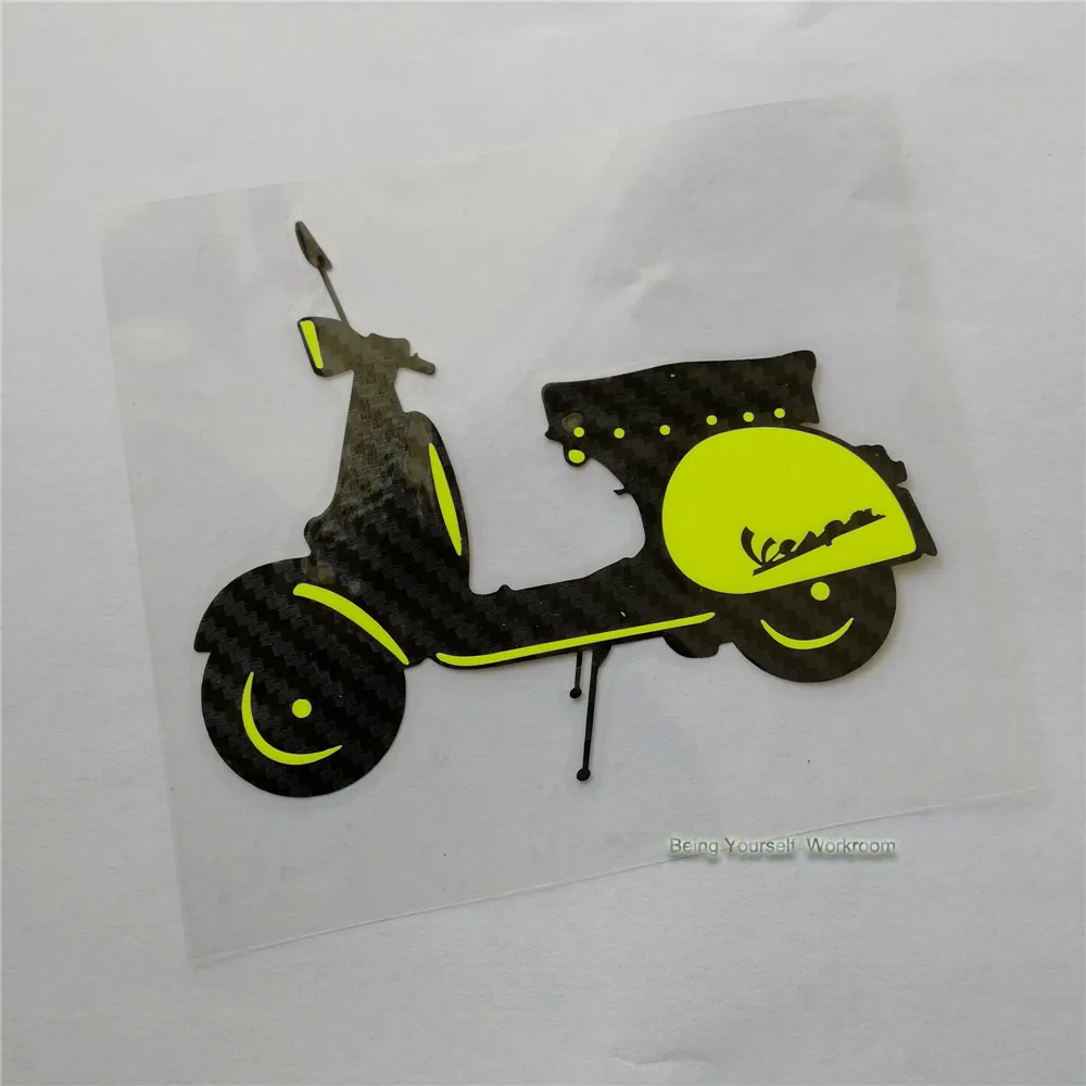 Цвет: желтый Углеродное волокно мотоциклетные наклейки для Vespa скутера мотоцикл виниловые наклейки Гонки Мотокросс наклейки Супербайк Байк - Цвет: Цвет: желтый