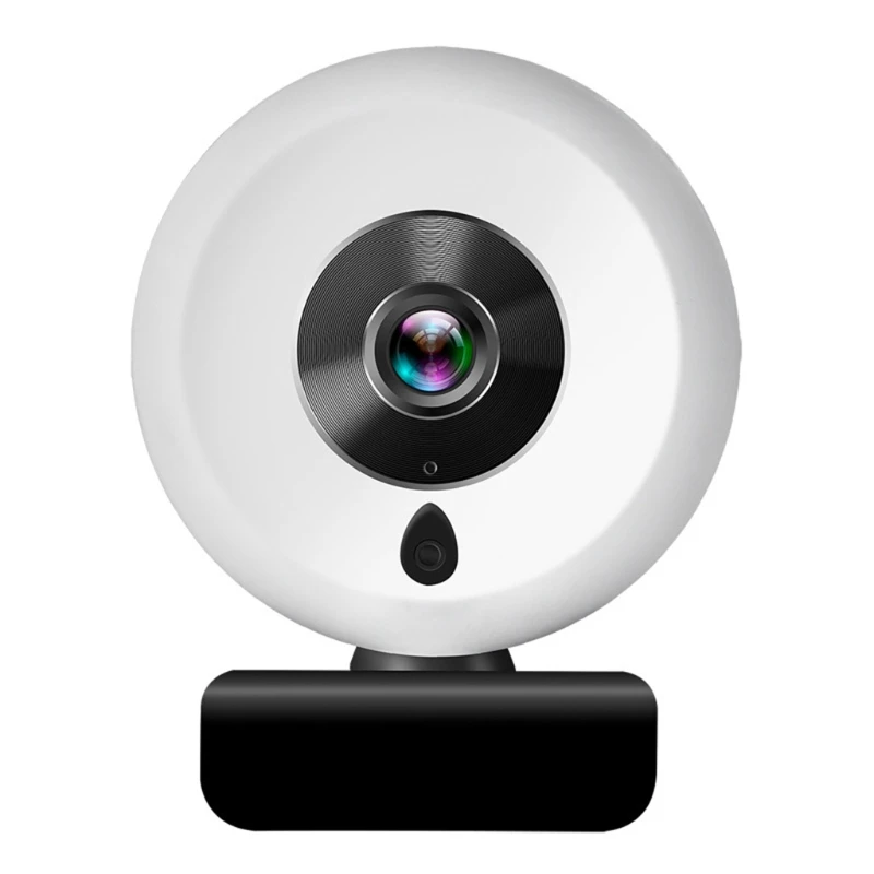 

2021 1080P Webcam with Ring Light, Tripod and Dual Stereo Microphone, FHD USB Computer Camera, Adjustable Brightness,
