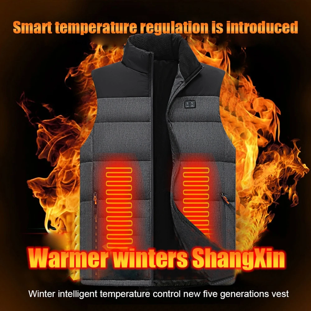 

New 11 Places Heated Vest Winter Heating Jacket USB Heated Jacket Heating Vest Clothing Hiking Hunting Vest Men Women M-6XL