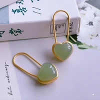 natural hetian gray jade heart shaped eardrops s925 sterling silver exquisite love personalized earrings womens fashion jade ea
