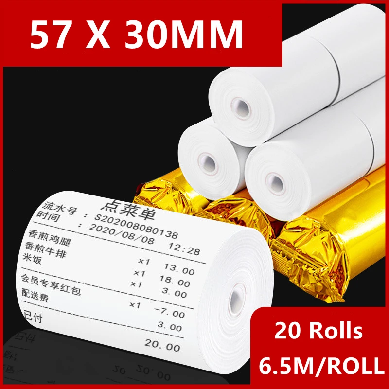 

20 Roll Thermal Paper 57x30 mm Label Paper Thermal Paper for Mobile Bluetooth Cash Registers POS Printer Mini Printer Accessorie