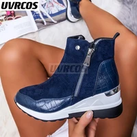 2022 ladies wedge shoes for women boots zipper bohemian platform shoes casual ladies boot solid color fashion comfort