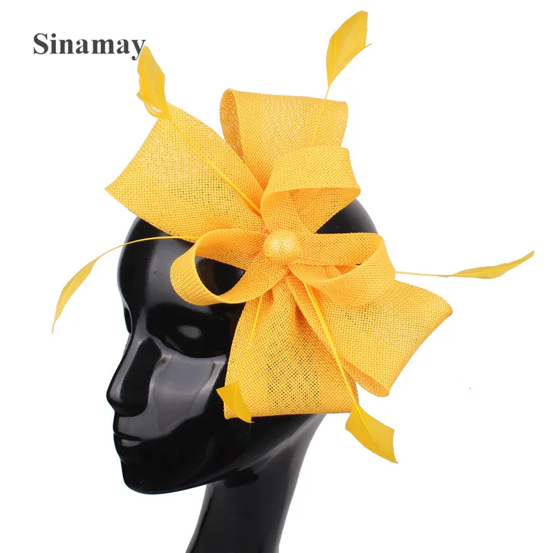 

White Wedding Fascinator Base Women Birdcage Veil Hairbands Feather Netting Hair Top Hat Cocktail Party Imitation Sinamay Hats
