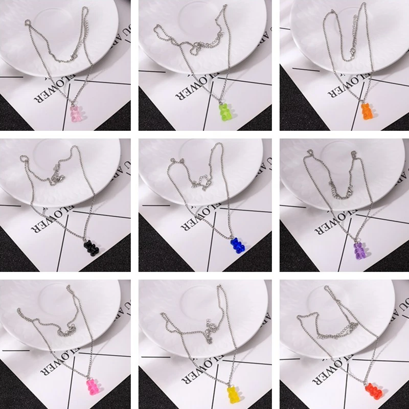 Женское ожерелье с цепочкой в виде мишки сердечками модное ювелирное изделие на