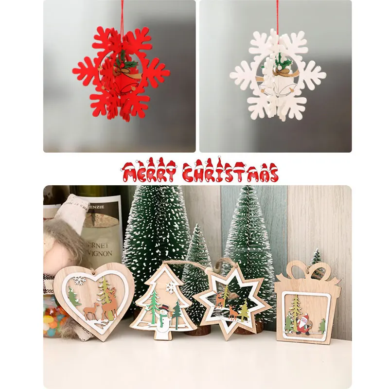 1 шт. 2D 3D Рождественское украшение деревянные подвесные кулоны Рождественская