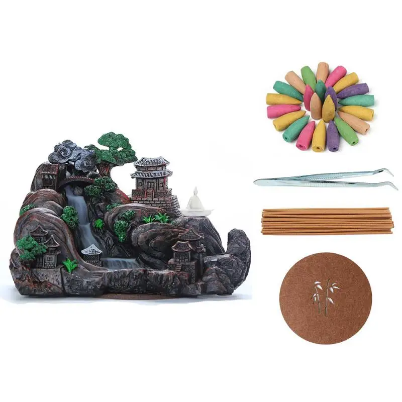 

120pcs Cones Resin Backflow Incense Burner Smoke Waterfall Incense Sticks Holder Home Decoration Resin Lucite Rockery Ornaments