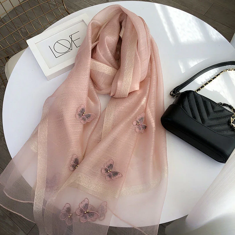 

Free Shipping (195*75CM) High Quality Mulberry silk wool scarf women's thin & long plaid all-match scarf shawl dual-use exterior