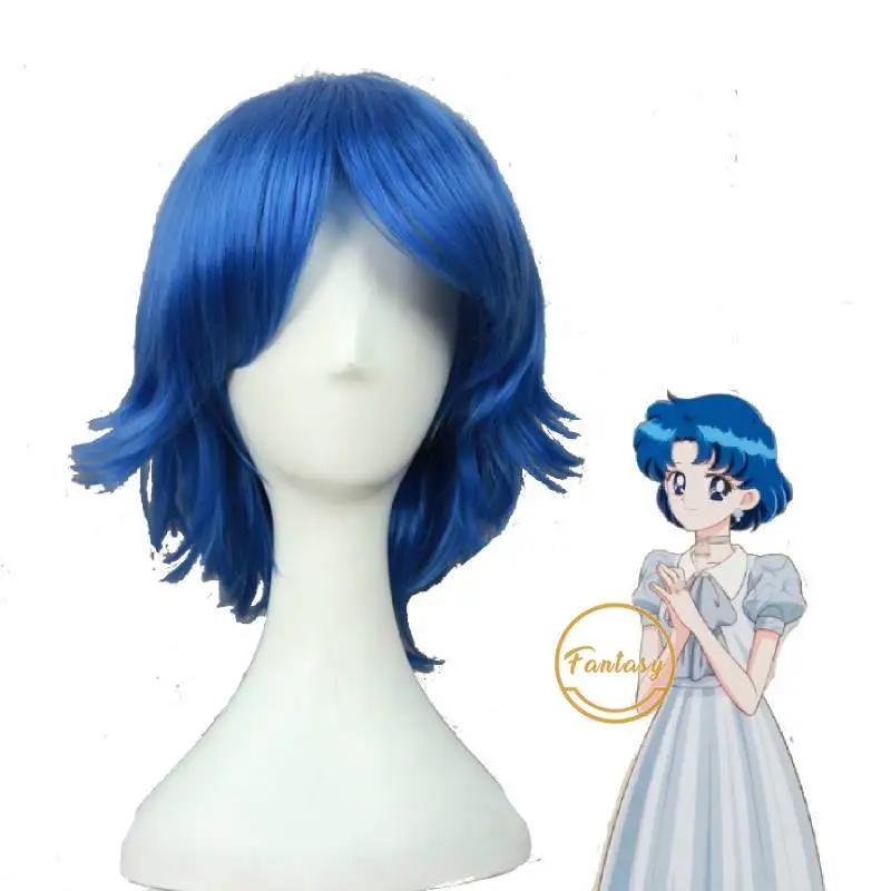 Короткий синий термостойкий синтетический парик из аниме Сейлор Мун Меркьюри