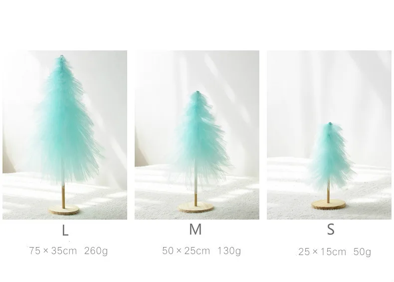 

25Cm 50Cm 75Cm Net Gauze Mini Christmas Tree Handmade Christmas Decorations With Accessories Desktop Office Home PartyDecoration