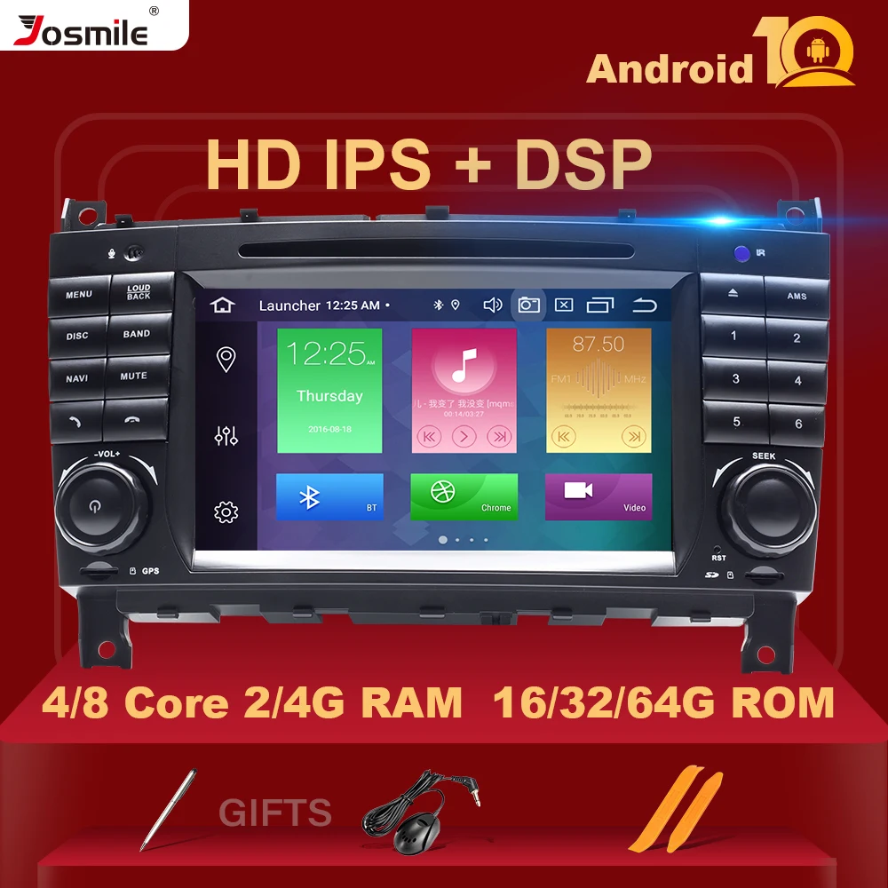 Автомагнитола 2DIN на Android 10 4 ГБ 64 GPS навигатор для Mercedes/Benz W203 W209 W219 A C Class CLS C180C200 Vito